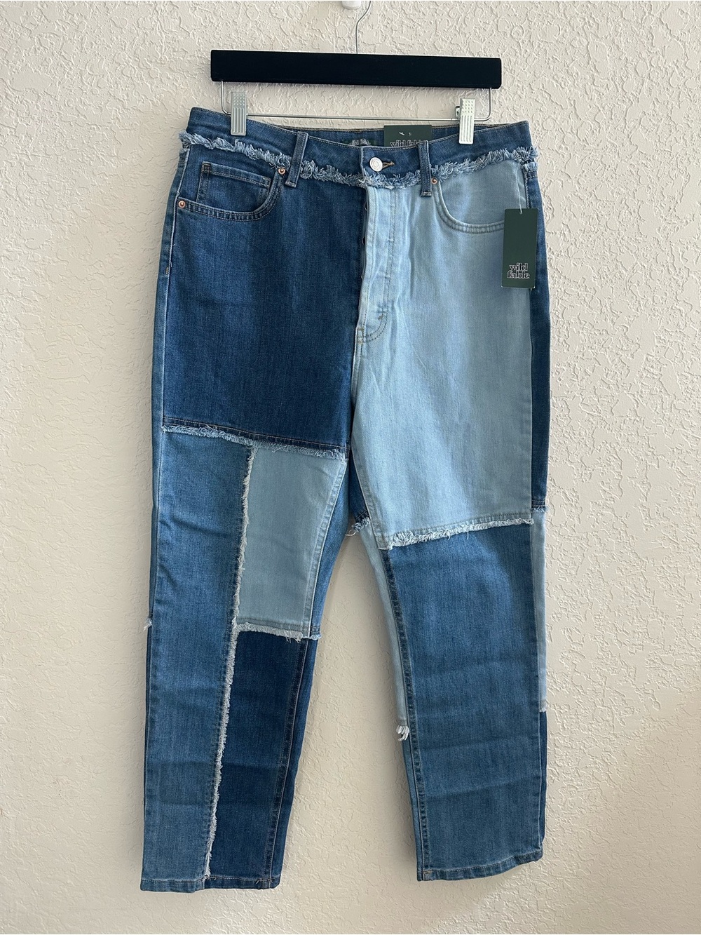 wild fable Patchwork High-Rise Jeans in Multiple Blue Shades